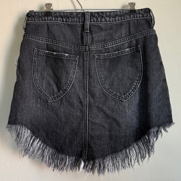 Free People Fringe Fray Western Black Mini Distressed Denim Skirt Women Size 28 - Picture 8 of 14